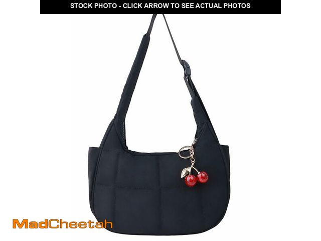 Lot 74-13716297 - Juipoma Puffer Crescent Shoulder Bag for Women Cherry Bag Charm Small Nylon Quilted Purses Mini Work...