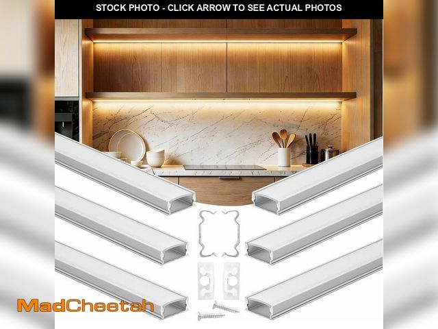 Lot 74-14068448 - VEVOR 6-Pack 3.3 ft/1M U Shape LED Aluminum Channel, with Milky Cover, End Caps and Mounting Clips, ...