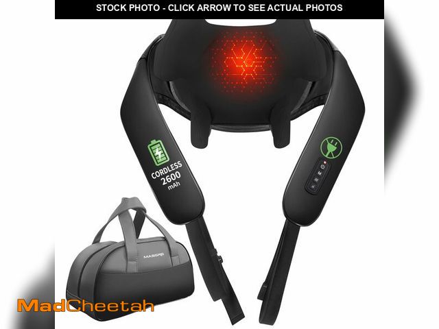 Lot 74-12714581 - MASGRE Shiatsu Neck and Back Massager with Heat, Upgraded 2600mAh Cordless Shoulder Massager Deep Ti...