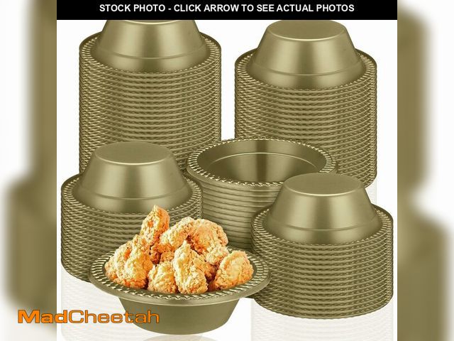 Lot 74-13951569 - Lallisa 100 Pcs 12oz Gold Disposable Plastic bowls Dessert Cups Ice Cream Snack Salad Soup Food Serv...