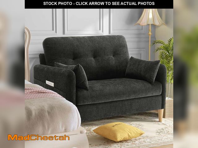 Lot 74-12577091 - BedLuxury 47'' Wide LoveSeat, 2-seat Chenille sofa with 2 Pillows for Living Room and Small Spaces, ...