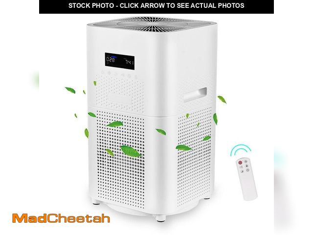 Lot 74-12557876 - (MISSING PLUG, REMOTE) Edendirect 3000 sq. ft. H13 HEPA-True Personal Console Air Purifier in Whites...