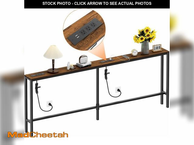 Lot 74-14250611 - Bathola Narrow Sofa Table with 2 Power Outlets, 79-" Thin Console Tables Narrow Long, Behind Couch T...
