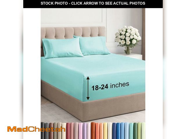 Lot 74-12435778 - Extra Deep Pocket Queen Sheets - 4 Piece Breathable &amp; Cooling Bed Sheets - Hotel Luxury Bed Shee...