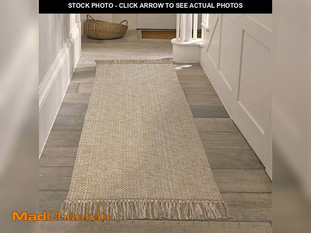 Lot 74-12710677 - Collive Hallway Runner Rug, 2' x 5' Soft Washable Tan Contemporary Modern Laundry Room Indoor Hand-W...