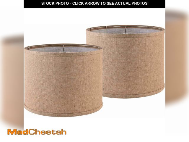 Lot 74-12715793 - PAPAYA Lampshade Set of 2 Drum Fabric Shades for Table and Floor Lamps, 13" Top x 13" Bottom x 10" H...