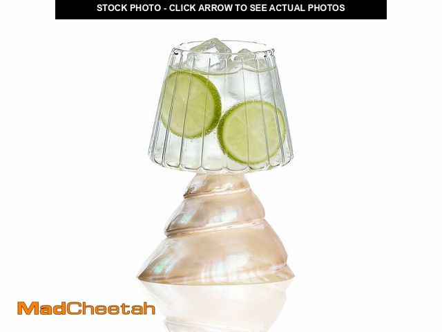 Lot 74-13541719 - Conch Seashell Drinking Glass Ã¢â¬â 4.13" Unique Ribbed Cocktail &amp; Wine Goblet with Pearlesce...