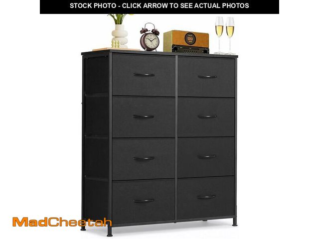 Lot 74-13382138 - 8-Drawer Dresser for Bedroom, Anti-Tip Tall Storage Organizer Chest of Drawers with Wooden Top and M...