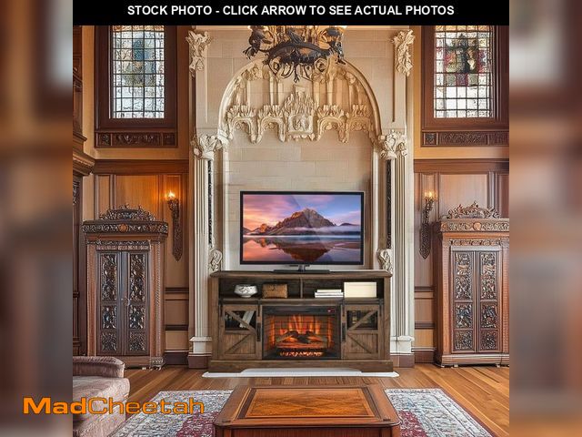 Lot 74-12517834 - Hooure 60 in. Freestanding Electric Fireplace in Reclaimed Barnwood with Infra Red Remote Control an...