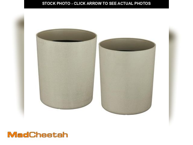 Lot 74-12517614 - Vigoro 13 in. and 16 in. Clovis Gray Resin Planters - Nested Set (13 in. D x 15 in. H and 16 in. D x...