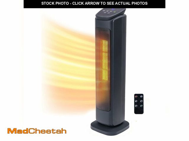 Lot 74-12766344 - Comfort Zone 30" Tower Space Heater, 1500W/750W, Remote Control, Digital LCD Thermostat &amp; Timer,...