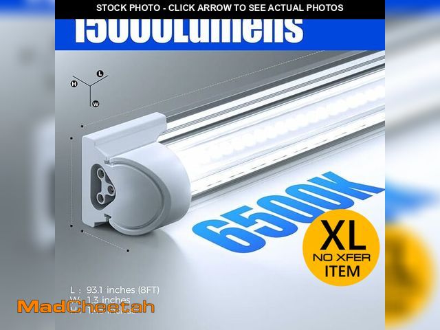 Lot 74-12786312 - Barrina 8FT LED Shop Light, 100W 15000LM 6500K Super Bright White, Linkable T8 Shop Lighting LED V S...