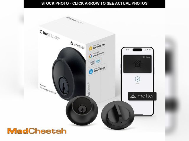 Lot 74-13038970 - Level Lock Plus (Matter) Matte Black Matter-Over-Thread Smart Lock Single Cylinder Deadbolt w/Apple,...