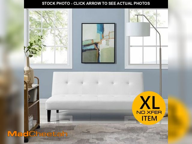 Lot 74-12898073 - (SOME DAMAGE,STAINS) Naomi Home - Buttoned Futon Sofa Bed for Home, Faux Leather Futon Sofa, Modern ...