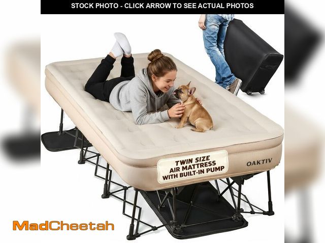 Lot 74-13582583 - Oaktiv Twin Air Mattress with Frame, Self Inflating/Deflating Bed for Adults - PeakRest Blow Up Bed,...