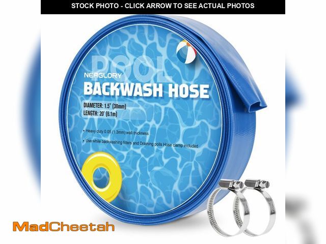 Lot 74-12439963 - NEAGLORY 1.5" x 20 FT Pool Backwash Hose, Heavy Duty Flat Sump Pump Hose, Reinforced Discharge Hose ...