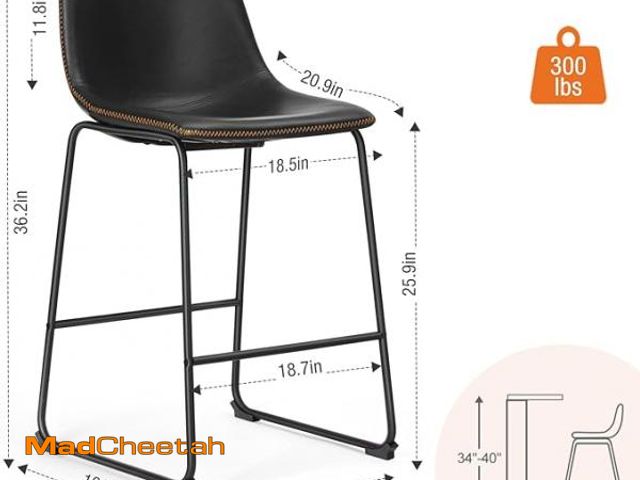 Lot 74-12366358 - Sweetcrispy Counter Height Bar Stools Set of 2, Modern Counter Stool Faux Leather Barstools with Bac...