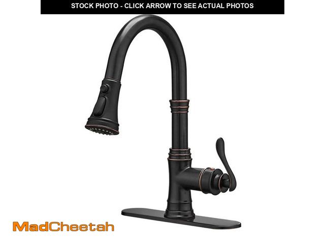 Lot 74-14306091 - BWE Single-Handle Pull-Down Sprayer 3 Spray High Arc Kitchen Faucet With Deck Plate in Oil Rubbed Br...
