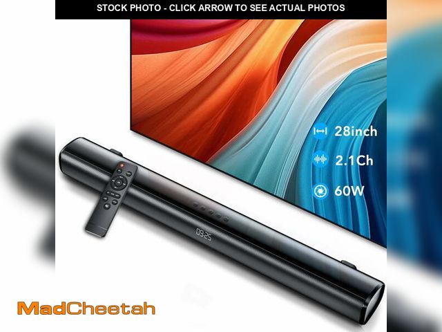Lot 74-14287814 - Sound Bar for TV, 60W Soundbar TV Speakers, 2.1 ch Home Theater with Subwoofer Boost, 3 Equalizer Mo...