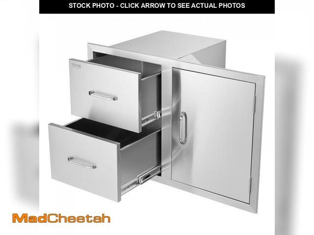 Lot 74-12428752 - VEVOR Outdoor Kitchen Door Drawer Combo, 32.5" Wx21.7 Hx20.5 D, Access Door Double Drawers with Pape...