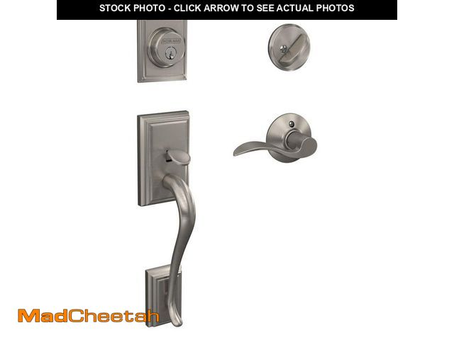 Lot 74-14182598 - Schlage Addison Satin Nickel Single Cylinder Door Handleset with Accent Handle - UNUSED