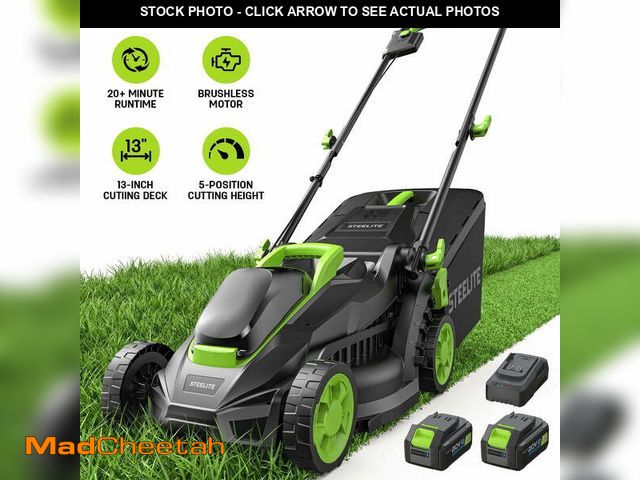 Lot 74-13818065 - Steelite 2x21V 13" Cordless Lawn Mower,Electric Lawn Mowers with Brushless Motor for Garden/Yard/Far...