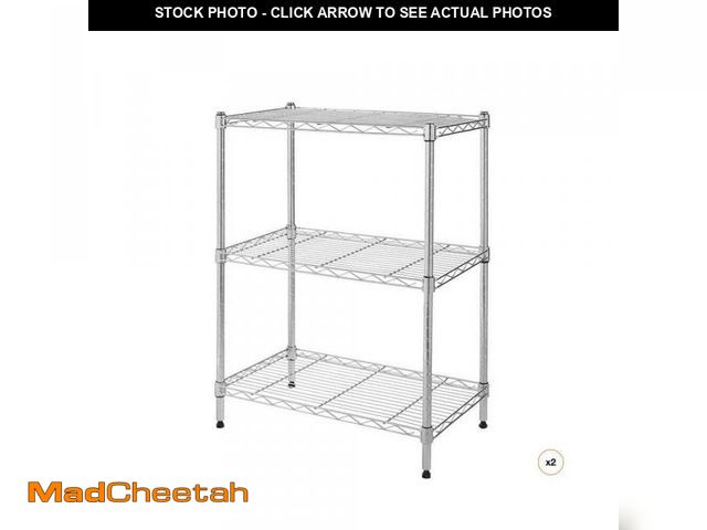 Lot 74-12496041 - 3-Tier Steel Wire Shelving Unit in Chrome (24 in. W x 30 in. H x 14 in. D), 2-Pack - UNUSED