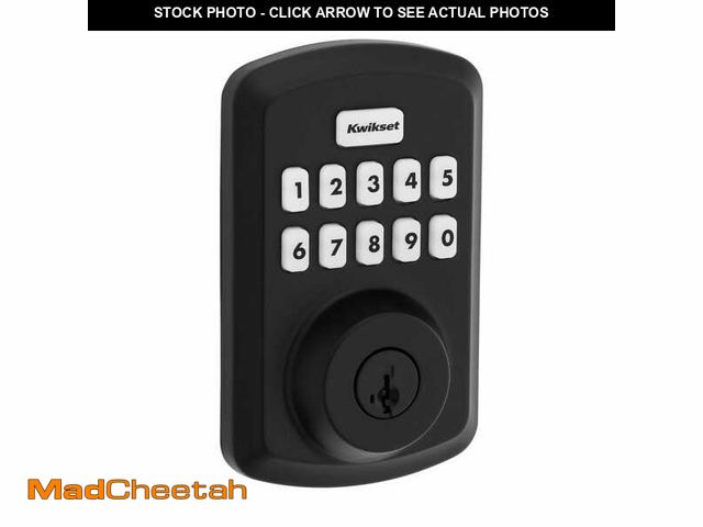Lot 74-14083431 - Kwikset Powerbolt 250 10-Button Keypad Matte Black Transitional Electronic Deadbolt Door Lock - UNUS...