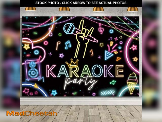 Lot 74-11553459 - MEHOFOND 7x5ft Karaoke Party Backdrop Large Rock Star Music Disco Background Banner Music Theme Kara...