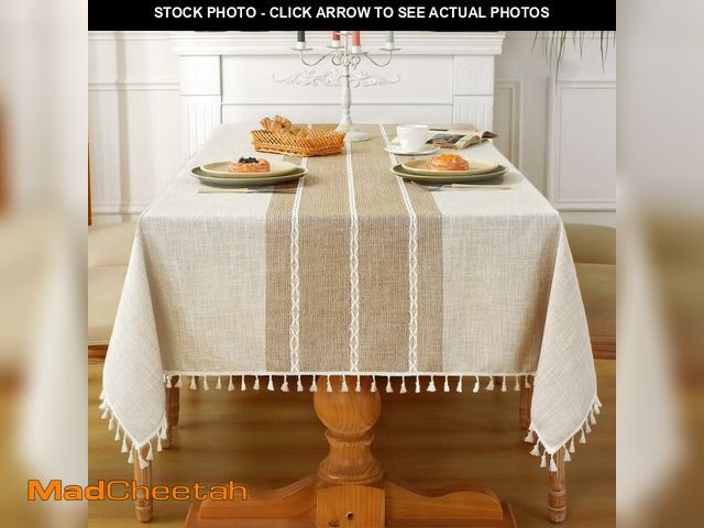 Lot 74-14269332 - Laolitou Rustic Tablecloth Cotton Linen Waterproof Tablecloths Washable Table Cloths for Kitchen Din...