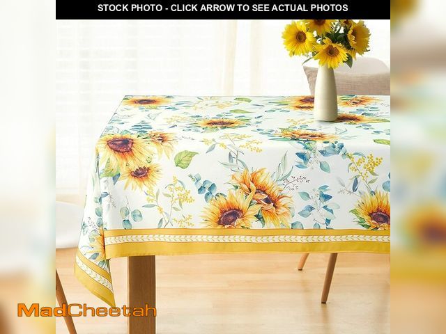 Lot 74-14331817 - Bkyedsa Waterproof Tablecloth Sunflower Tablecloth, Yellow Rectangle Sunflower Table Cover 60 x 84, ...