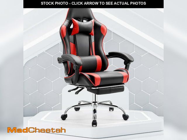 Lot 74-14261293 - CONCETTA Computer Chair with Footrest and Lumbar Support, Home Offfice Chair, Black and Red - UNUSED