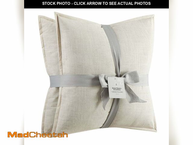 Lot 74-12859244 - Better Homes &amp; Gardens 20"x20" 2-Pack Linen Decorative Pillows, Papyrus Beige - UNUSED