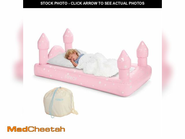 Lot 74-13053203 - FUNBOY Kids Pink Castle Sleepover Travel Bed &amp; Air Mattress. Perfect for Sleepovers. Includes Ca...