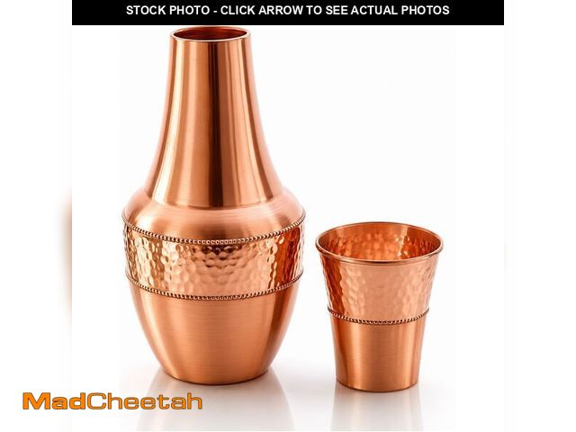 Lot 74-14271510 - Pure Copper Water Carafe with Tumbler Ã¢â¬â 1.4L (47.3 oz) Bedside Copper Flask for Drinking Wate...