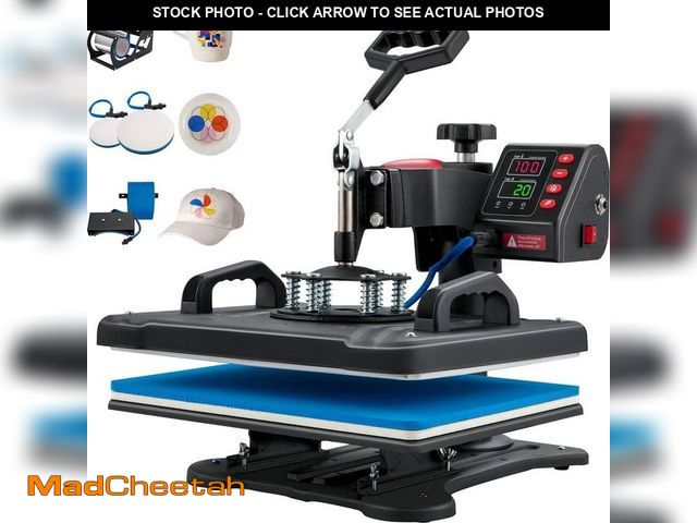 Lot 74-14243125 - VEVOR Heat Press 5 in 1 Heat Press Machine 12x15 Clamshell Sublimation Transfer Printer 900W Vinyl H...