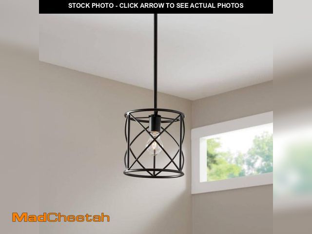 Lot 74-12491984 - Hampton Bay Hastings 60-Watt 1-Light Oil Rubbed Bronze Contemporary Pendant Light with Open Cage Des...