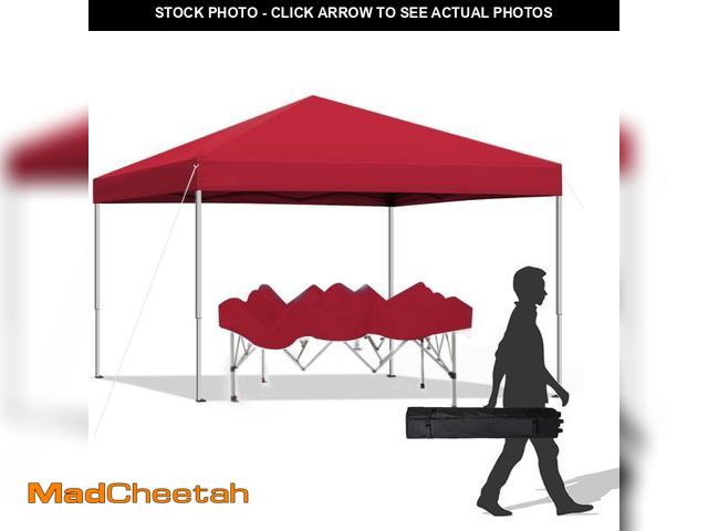 Lot 74-12519309 - 10x10 ft Pop Up Canopy Tent, Easy Up Instant Outdoor Canopy with Vented Top, Straight Legs, Wheeled ...