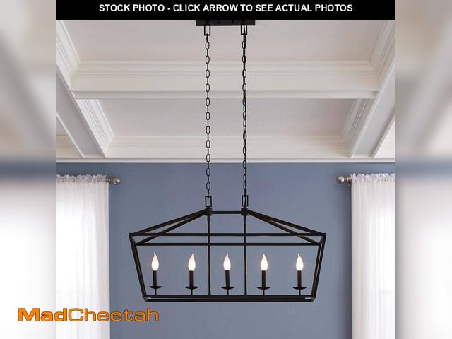 Lot 74-12804302 - Home Decorators Collection Weyburn 36 in. 5-Light Bronze Farmhouse Linear Chandelier Light Fixture w...