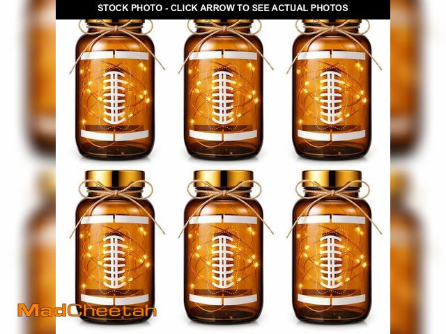 Lot 74-13567039 - Blushtier 6 Sets Football Centerpieces for Table LED Light Football Mason Jars Vase Table Toppers De...