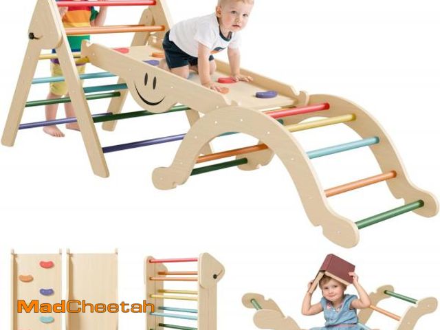 Lot 74-12398855 - BIERUM Pikler Triangle Set - 8 in 1 Toddler Climbing Toys Indoor Wooden, Montessori Pickler Climbing...