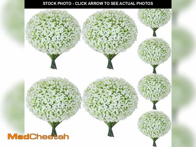 Lot 74-13953103 - Ovveroche 120 Pcs Baby Breath Artificial Flowers Bulk, Fake White Baby Breath Flowers for Wedding Bo...