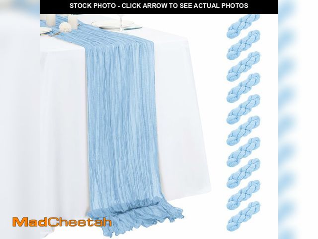 Lot 74-14421809 - 10 Pack Light Blue Cheesecloth Table Runner 17x108 Inch Semi Sheer Boho Gauze Cheese Cloth Table Run...