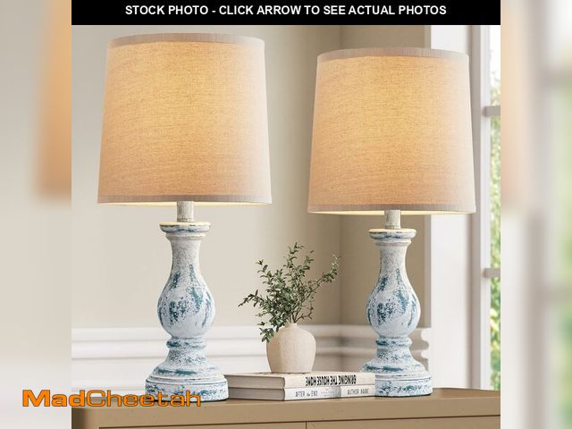 Lot 74-14301968 - Seealle Farmhouse Table Lamps Set of 2 - Rustic Lamp for Bedroom Living Room, 22" Boho Bedside Lamps...