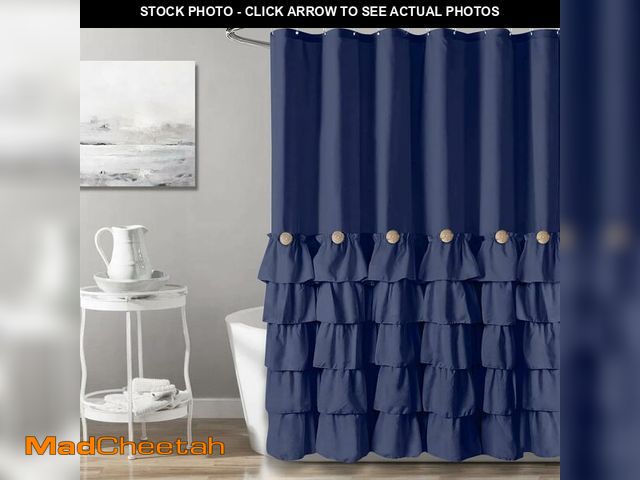 Lot 74-12705572 - Seasonwood Navy Blue Shower Curtain for Bathroom Ruffle Shower Curtain 72 X 72 Inches Farmhouse Show...