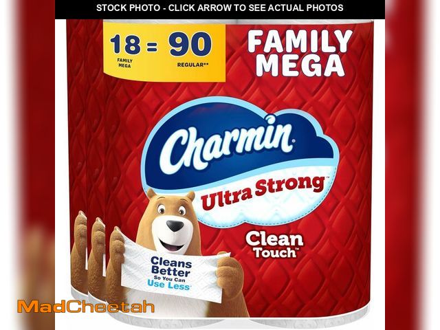 Lot 74-14067162 - Charmin Ultra Strong Clean Touch Toilet Paper, 18 Family Mega Rolls = 90 Regular Rolls - UNUSED