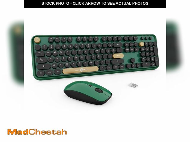 Lot 74-13576479 - Wireless Keyboard and Mouse Combo, 104 Round Keys Cute Colorful Keyboard and Mouse with Retro Typewr...