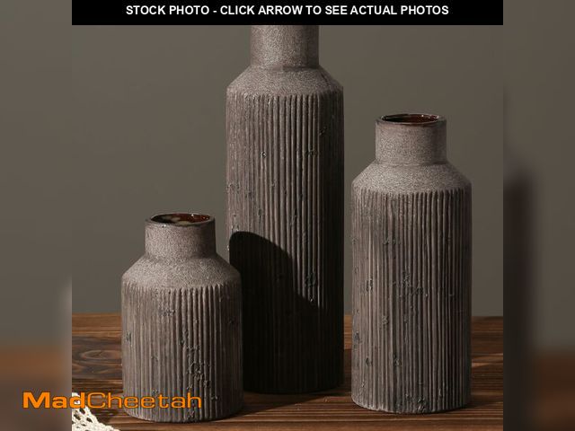 Lot 74-12602668 - Farmhouse Vase for Home Decor, Ceramic vase Set of 3. Vintage Flower Vase Suitable for Home Decor, L...