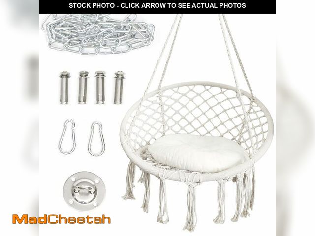 Lot 74-12571061 - Hammock Hanging Swinging Chair,Hanging Cotton Rope Swing Chairs with Cushion and Hardware Kits, Hang...