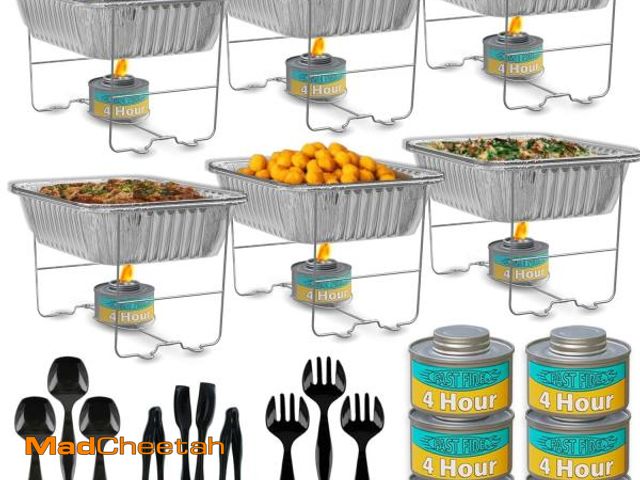 Lot 74-12490682 - Chafing Dish Buffet Set, Half Size, Disposable Catering Supplies -6 Pack- Food Warmers for Parties: ...